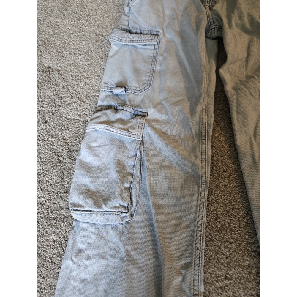 Aeropostale 00 Utility Straight LowRise Cargo Jeans Light Wash Grunge Y2k Skater - Picture 5 of 13